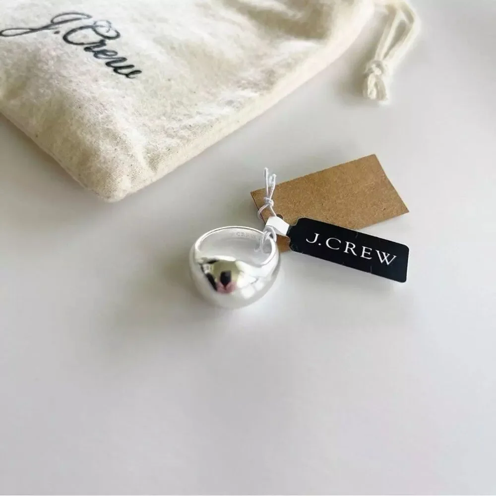 J. Crew Sculptural Orb Ring in Silver‎ Mirror Size 7
